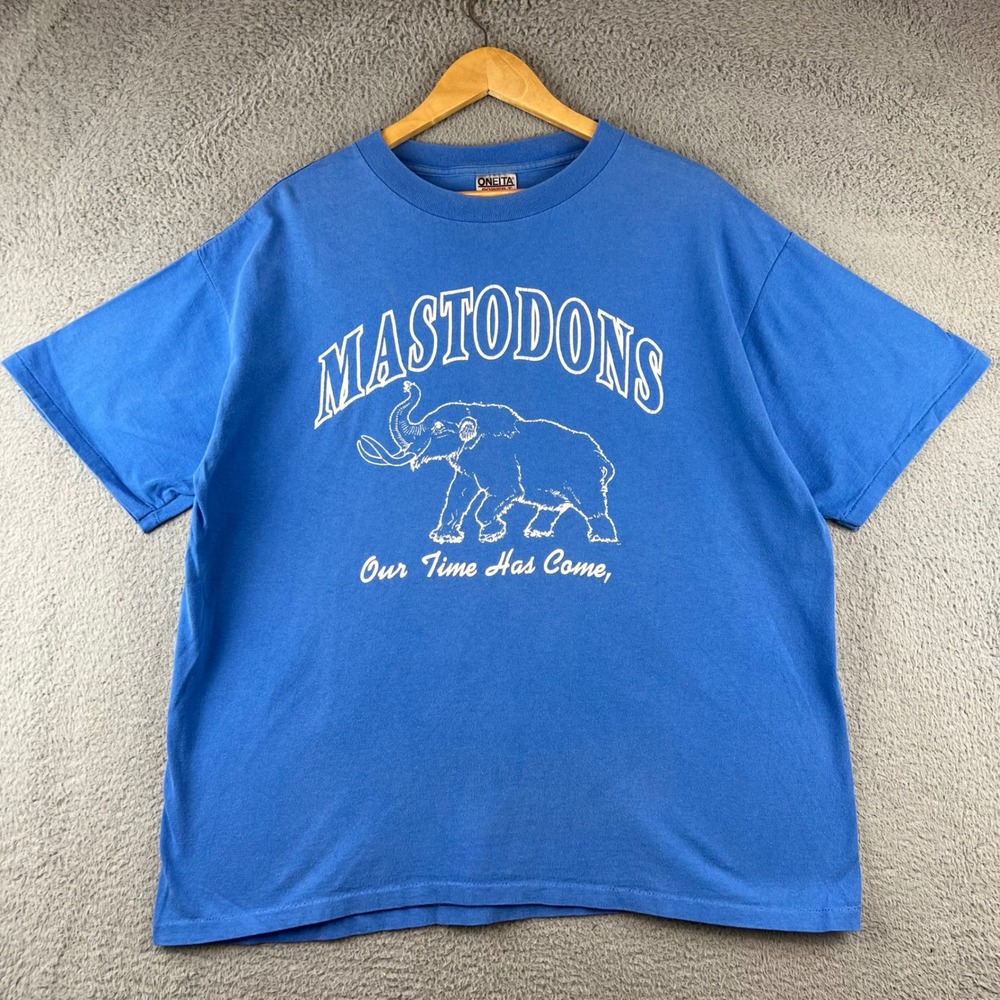 Vintage Mastodons T-Shirt XL Blue Single Stitch Made in USA Graphic